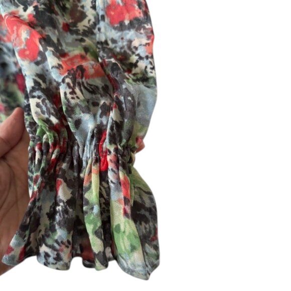 Cinq à Sept NWT Leigh Floral Print Ruffle Maxi Dress Size 4 Smocked Slit Sleeve - Picture 10 of 14